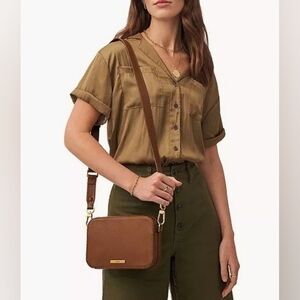NWT Fossil Bryce Brown Leather Crossbody Bag